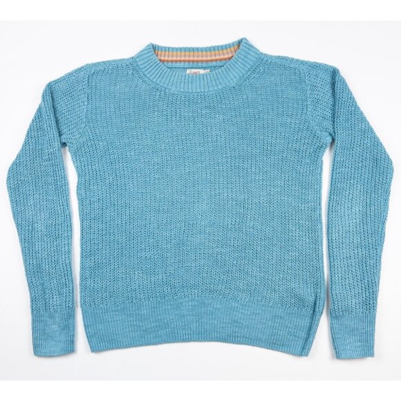 Faherty Miramar Linen Sweater Women's Small Aqua Blue Crew Neck Long Sleeve - Picture 2 of 13
